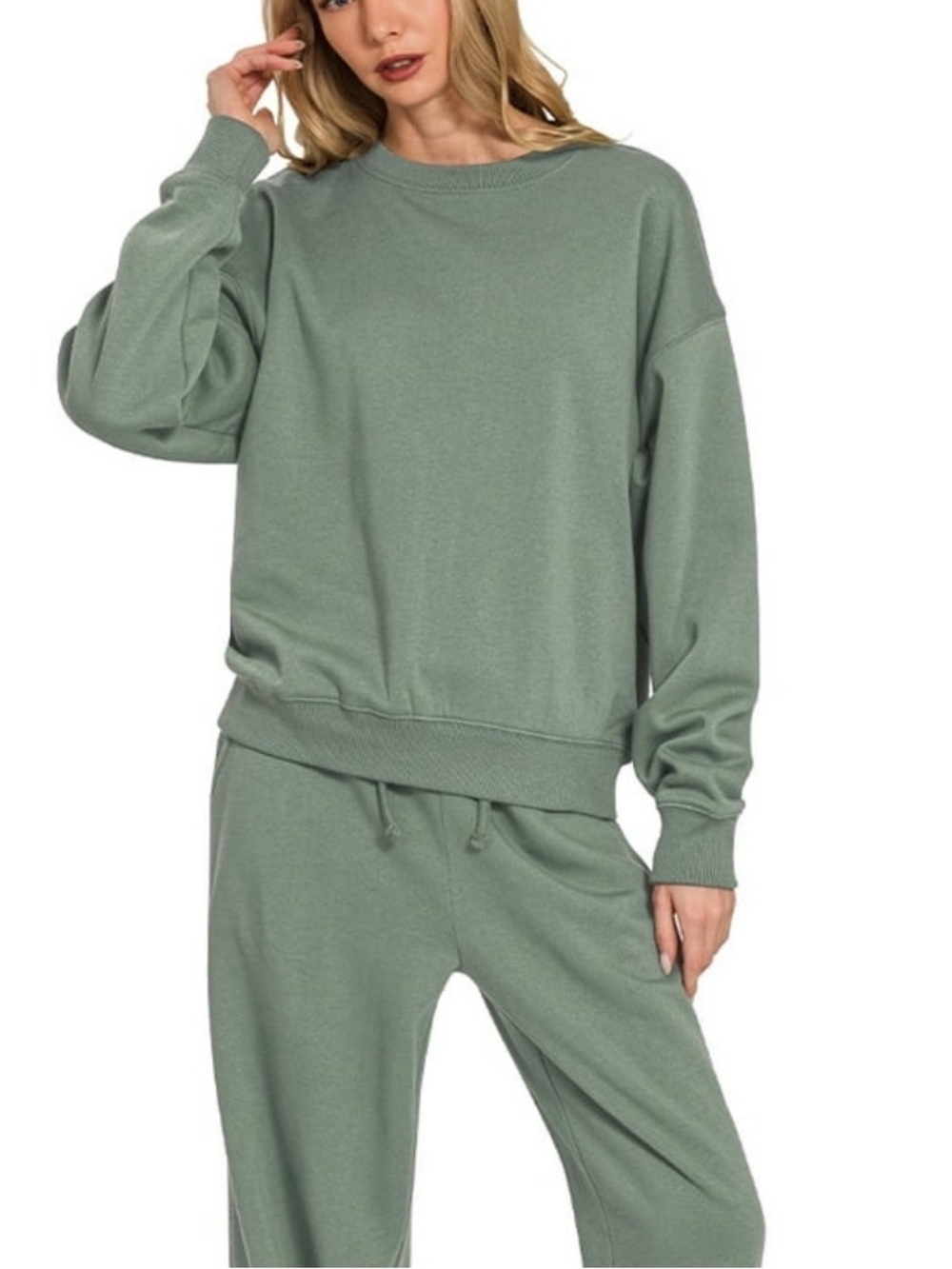 Zenana Outfitters Ash Jade Long Sleeve Pullover Sweatshirt